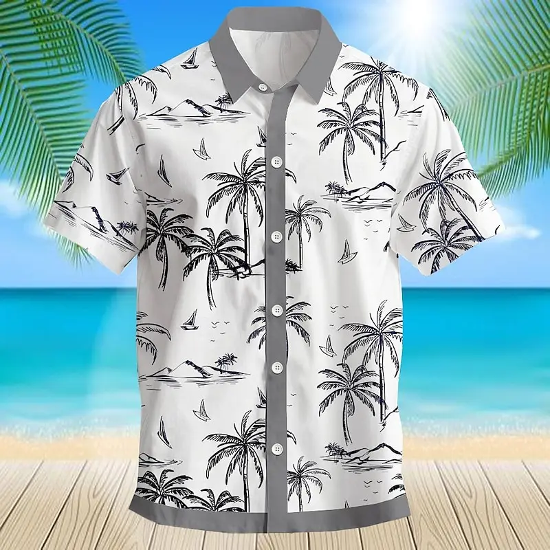 Manica corta sciolto e confortevole autunno abbigliamento uomo moda Hawaii vacanza 3D stampato camicia da uomo di strada camicia di fascia alta