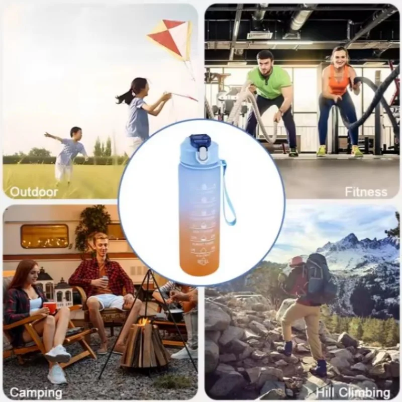 750ML Sports Water Bottle with Time Marker Leak-proof Cup Motivational Portable Water bottle for Outdoor Sport Fitness BPA Free