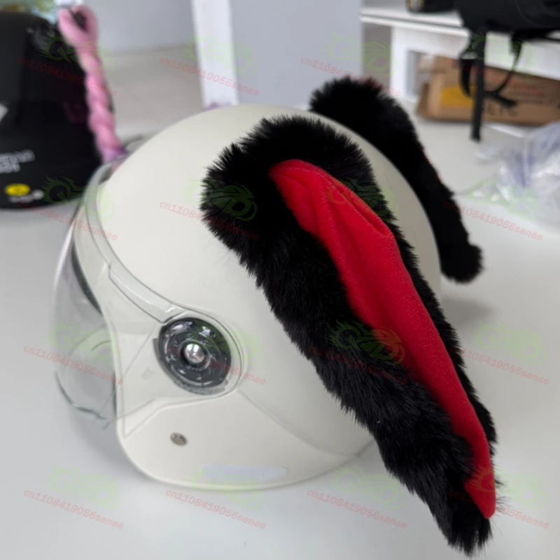 Motorcycle Helmet Plush Rabbit Ears Decorations Doll Quick Detachable Doll Helmet Accessories for LS2
