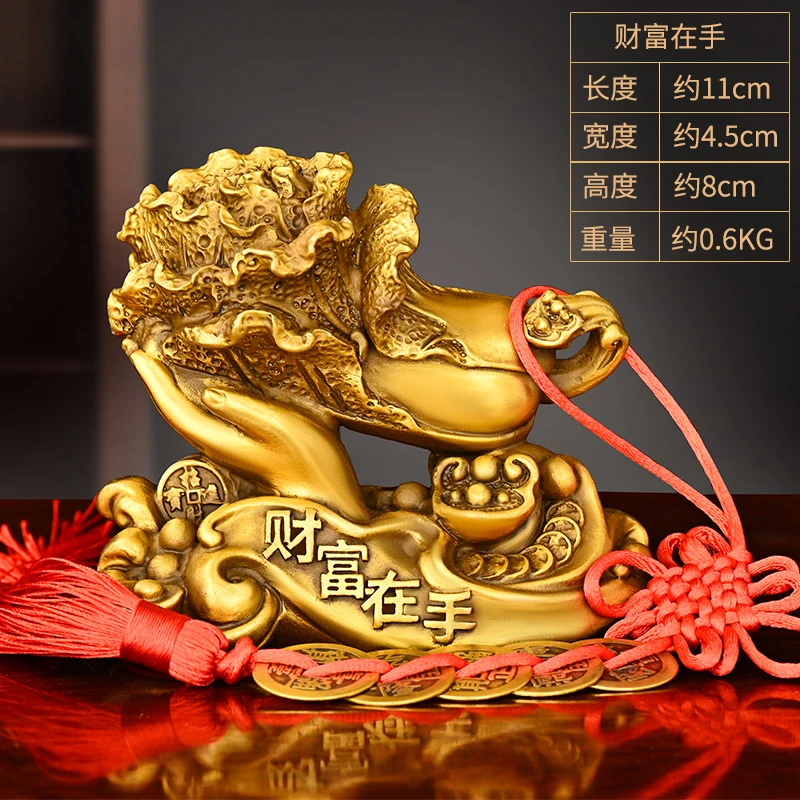 

Cabbage Pure Copper Wealth In Hand Lucky Fortune Home Entrance Office Car Decoration Gift