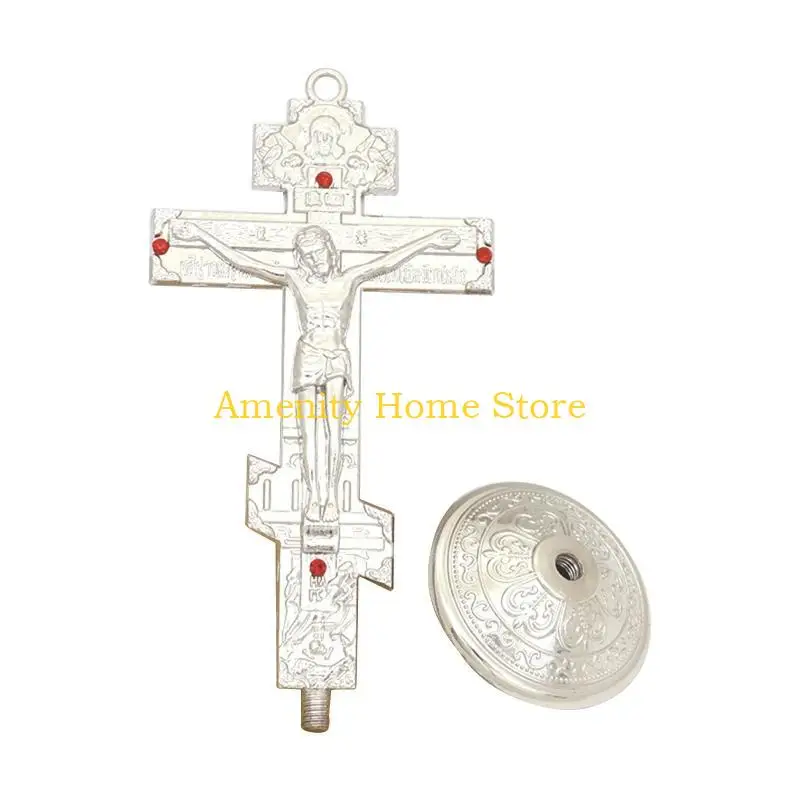 F26C Metal Vintage for Cross Figurine Jesus Crucified Christian Catholic Art Statue for Home Living Room Wall Car Decoration