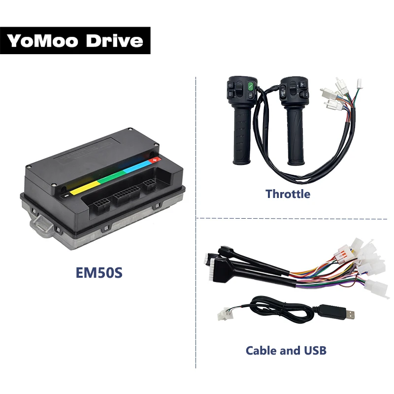 

Контроллер синусоидального тока 1 кВт PMSM VOTOL EM50S 72В 55А BLDC для среднеприводного двигателя QS с датчиком Холла T08 и ручкой газа для электровелосипедов и скутеров