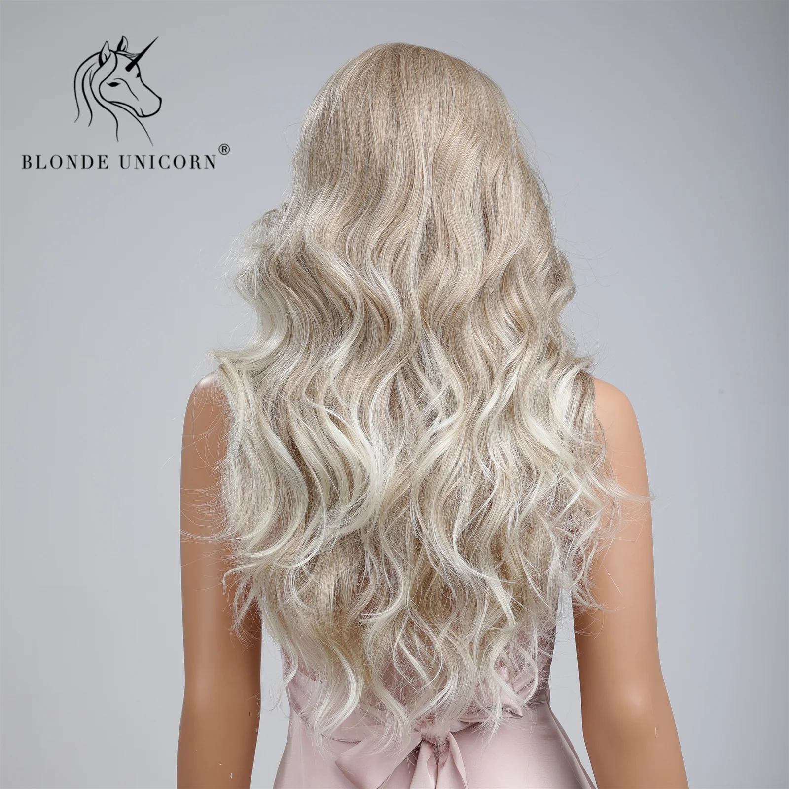 Blonde Unicorn Lace Front Brown Blonde Wavy Natural Synthetic Wigs for Black White Women Daily Party Cosplay Use Heat Resistant