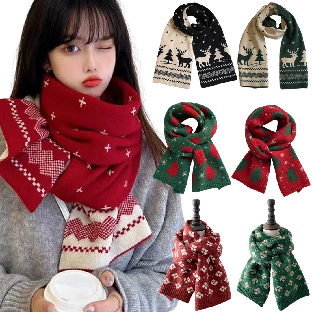 2026 New Year Christmas Gift Knitted Scarf Soft Cozy Thick Winter Windproof Warm Scarf Outdoor Motorcycles Ski Mask Scarfs
