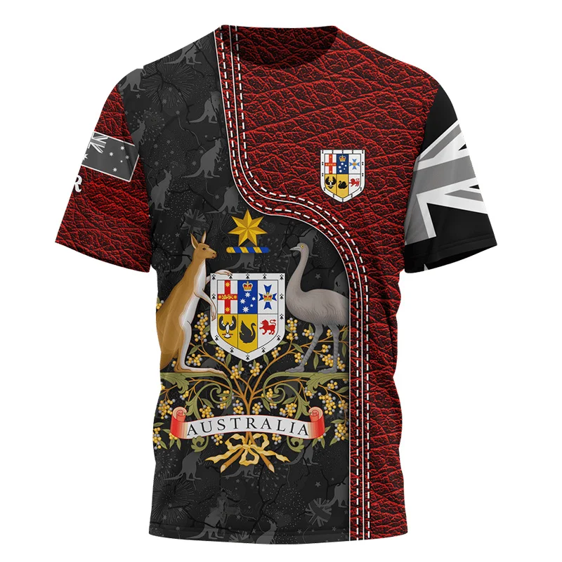 السكان الأصليين الكنغر أستراليا أفضل تيز اللوحة الصيف الرجال تي شيرت ثلاثية الأبعاد تي شيرت مطبوع المرأة قصيرة الأكمام المتضخم الملابس
