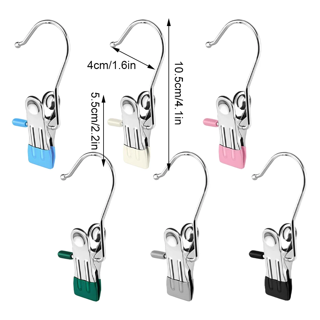 

10pcs Stainless Steel Clothespins Laundry Clothes Pegs Hook Pants Hanger Portable Hanging Clothes Clips Closet Clothes Organizer