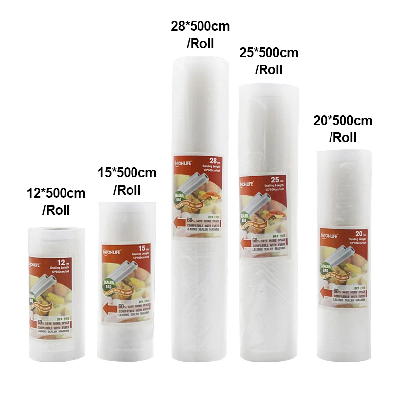 TINTON LIFE Vacuum Bags for Food Vacuum Sealer Food Fresh Long Keeping 12+15+20+25+28cm*500cm Rolls/Lot bags for vacuum packer