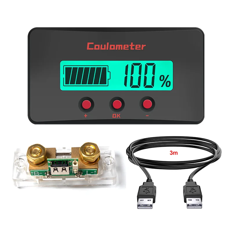 Peacefair DC100A Digital Voltmeter Coulomb Current Tester Meter bike Car Motorcycle Lead Acid Lithium Battery Capacity Indicator