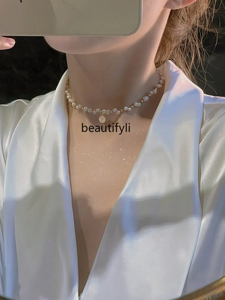 New natural freshwater pearl neck chain simple light luxury temperament necklace