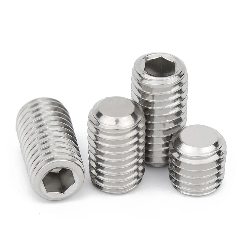 LUCHANG 304 Hexagon Hex Socket Set Screw Flat Point Allen Head M1.6 M2 M2.5 M3 M4 M5 Grub Screw Stainless Steel Headless Set