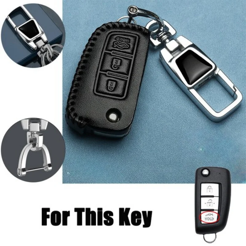 

A+ Leather Car Remote Key Fob Case Cover For Nissan Rogue Sport Qashqai Flip Kicks