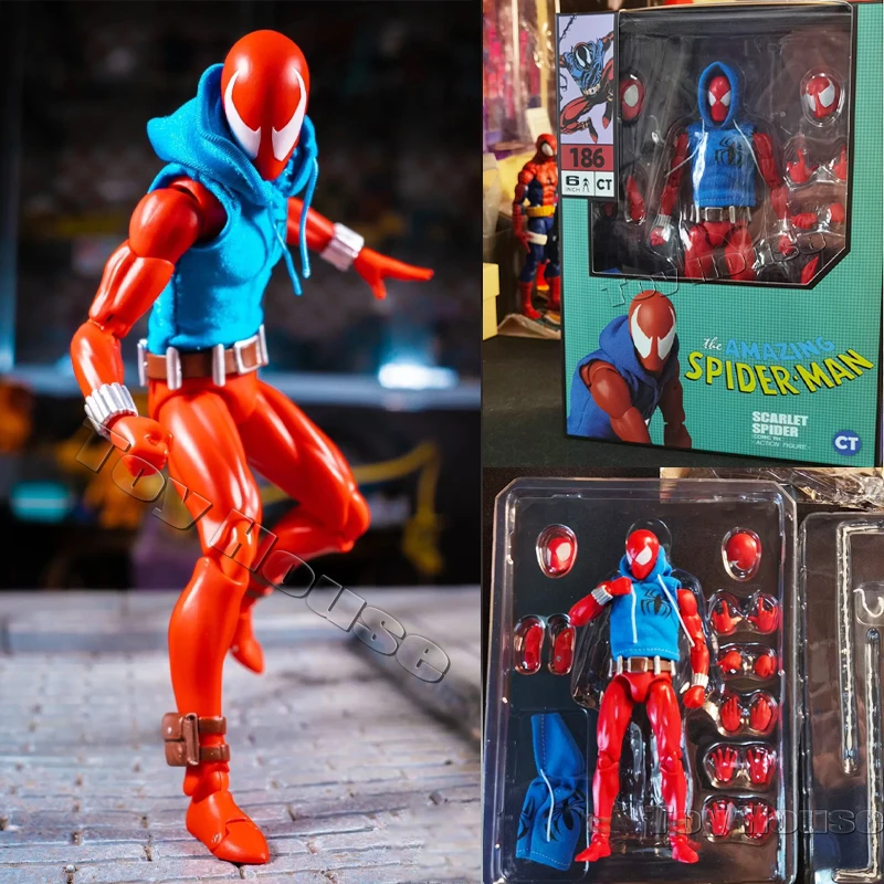 En Stock, juguetes Ct Spiderman Mafex 186 Scarlet Spider, la increíble versión cómica, modelo de figura de acción de Anime, juguetes, regalo para niños