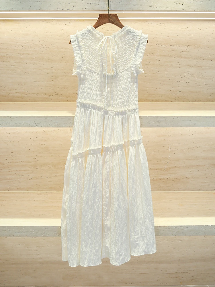 

Svel Dr High Waist A-Line Knitted Fabric Pleated Design Tweed Sle Texture Contrast Splicing Dr