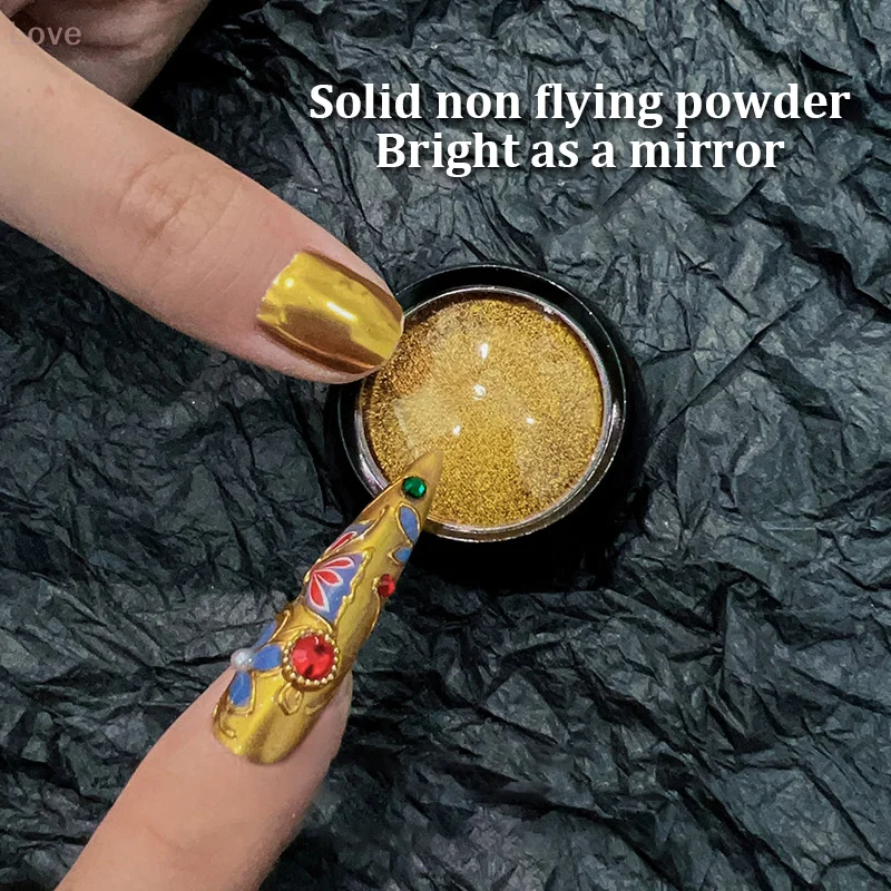 [L&P] مرآة معدنية مسحوق أظافر معدنية بريق الذهب الشمبانيا الفضة هلام البولندية الكروم الغبار مانيكير لتقوم بها بنفسك تقشر الديكور