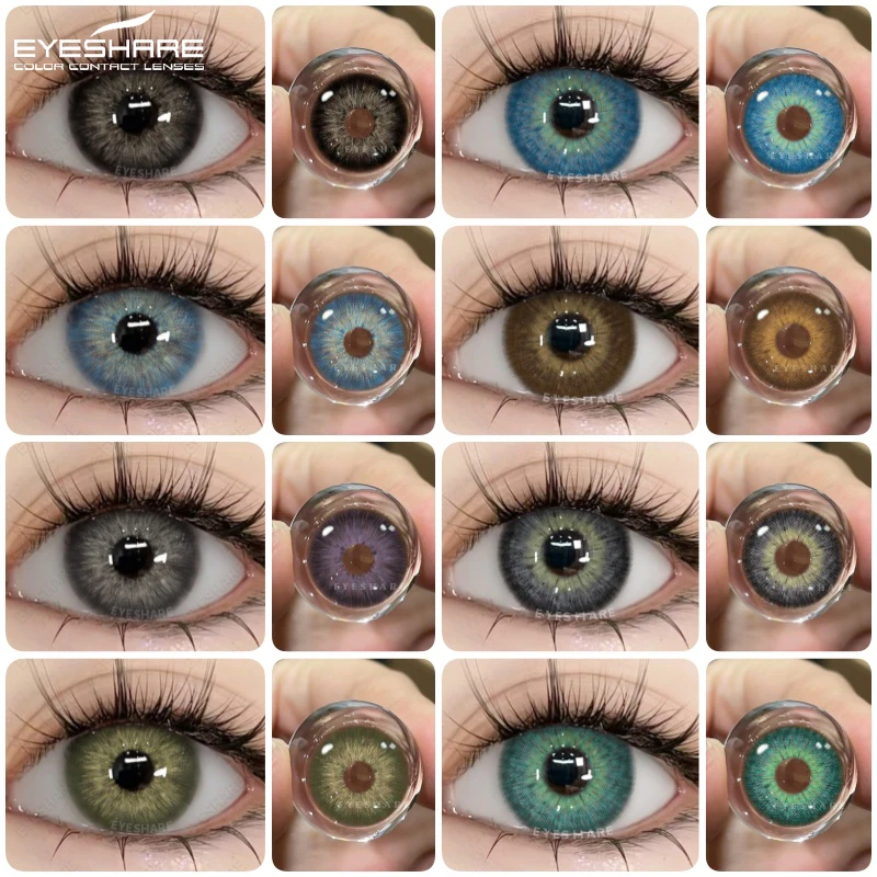 EYESHARE 2 Stück blau-grüne Kontaktlinsen, jährlich, neue farbige Linse, braun, modisch, kosmetisch, graue Augen, Linse, schöne Schüler, jährlich