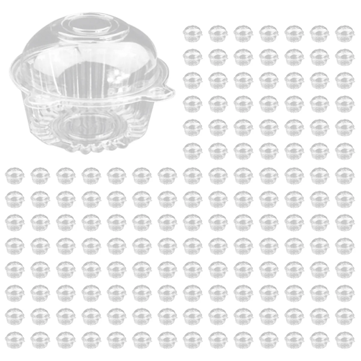 

200 Pieces of Transparent Plastic Single Cupcake Cake Box Muffin Dome Holder Box