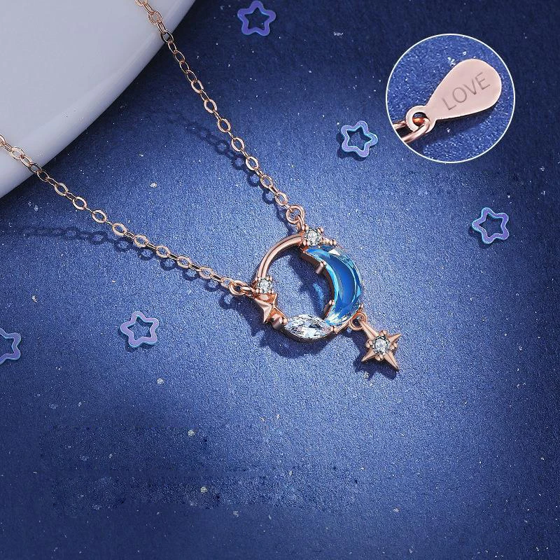 Original 925 Sterling Silver Dream Chasing Moon Necklace Women Luxury High Quality Silver Necklace New Fashion