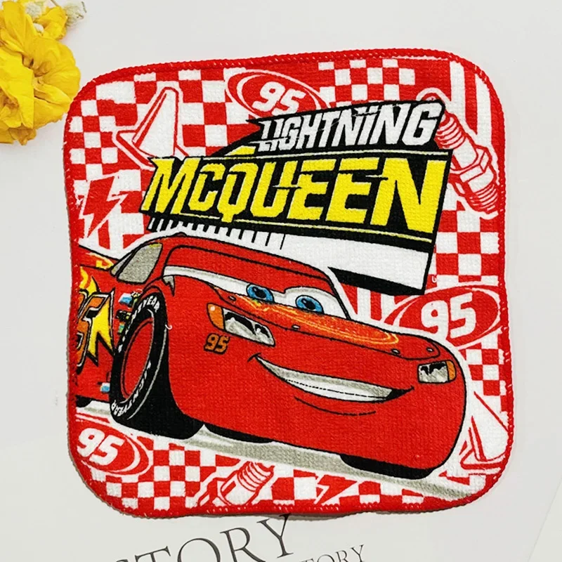 Disney Cotton Cartoon Square Towel Boy Child Car McQueen Saliva  Small Hand Towel Kndergarten Handkerchief 15x15cm