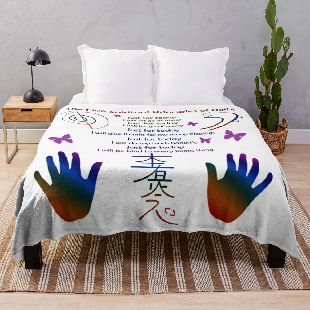 The 5 Principles of Reiki Throw Blanket Beautiful Blankets Extra Large Throw Blanket Picnic Blanket Shaggy Blanket