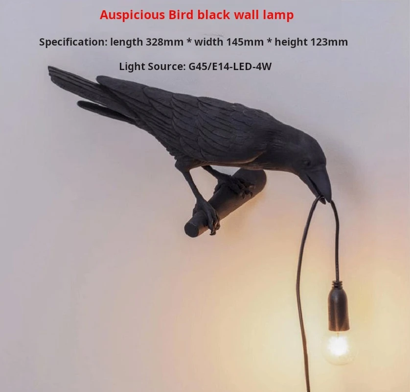 

220 В смола Lucky Bird Crow Настенный светильник Настольная лампа Ночник Спальня Прикроватная тумбочка Гостиная Настенный светильник Украшение дома