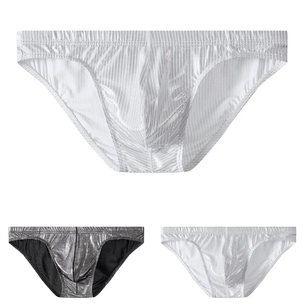 Men Shiny Glossy Sex Briefs Underwear Gay Low Waist Elastic Underpants Lingerie Bottom Erotic Male Jock Strap Lingerie