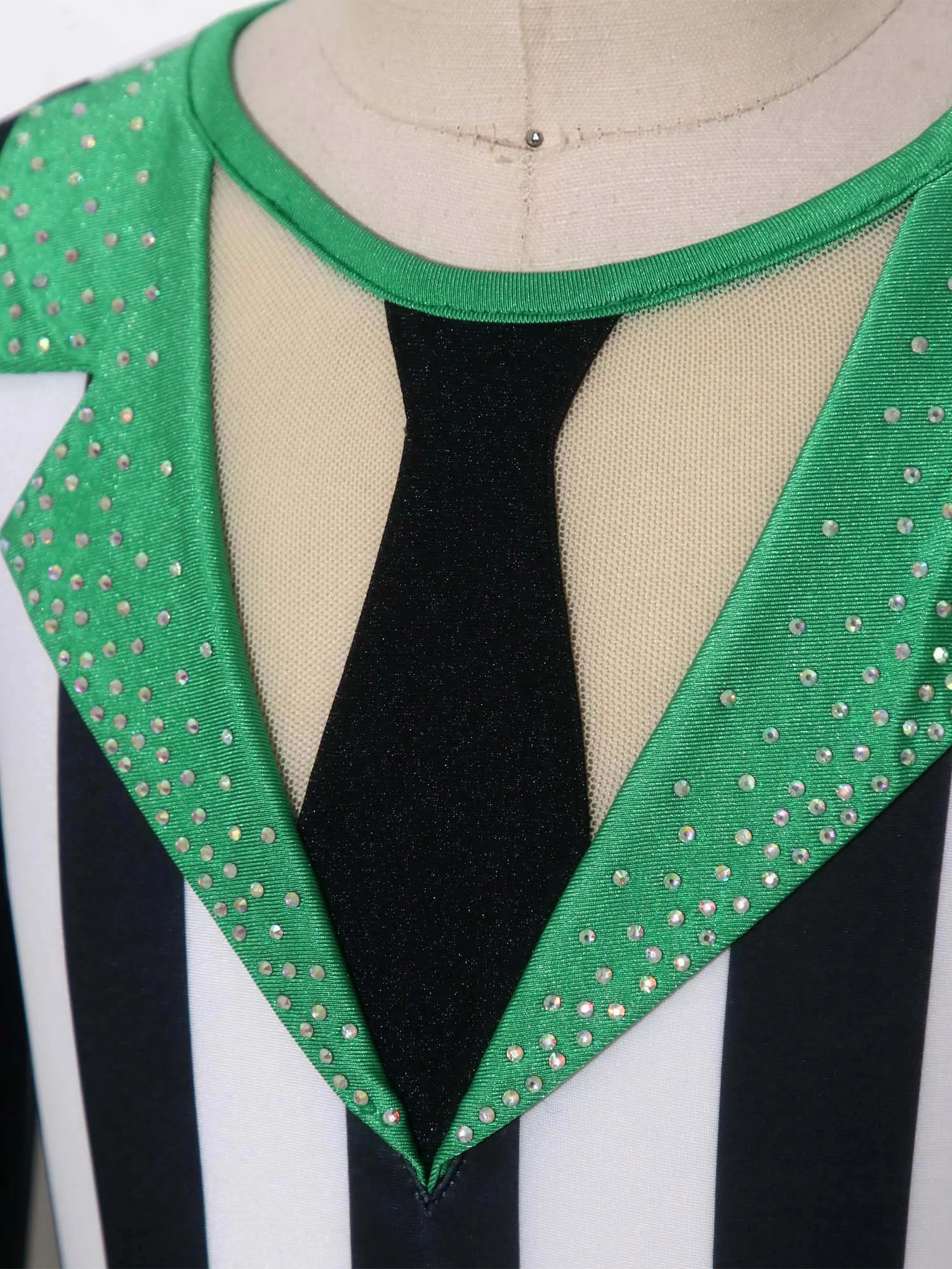Halloween Clown Cosplay Costume Shiny Rhinestone Candy Cane Stripe Jumpsuit for Ballet Gymnastics Dance Leotard Bodysuit 6-16Y