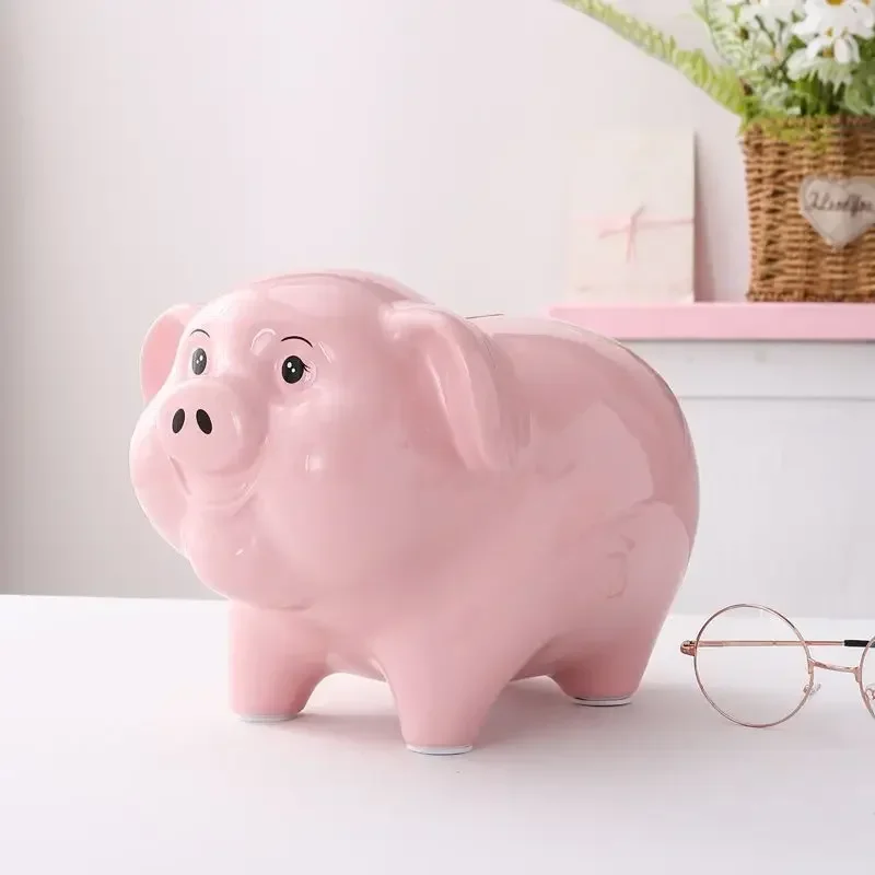 Modern Pink Ceramic Pig Bank Storage Box Girl Kids Gift Desktop Ornament Cute Animal Pig Storage Bank Money Safe Home Decoration