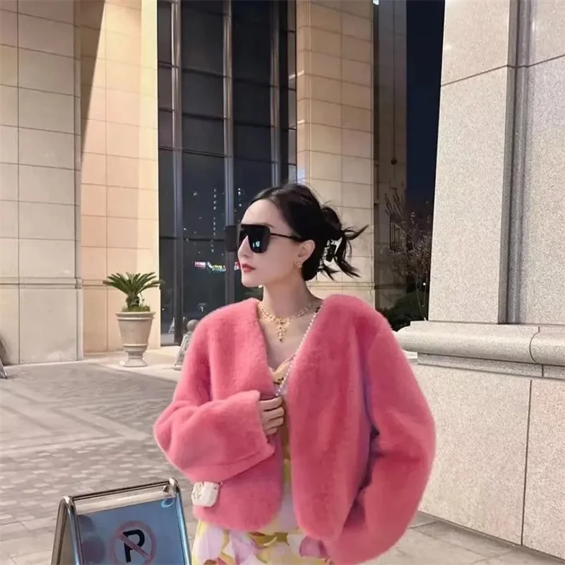 Autumn And Winter New Fashion Beautiful Solid Color Fur Coat Female Loose And Comfortable Fur One Mink Velvet Female Short Coat