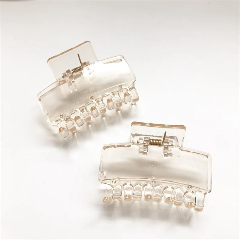 2 PCS Simple hair clips accessories geometric transparent champagne hair claw clips teeth crab for hair ponytail hairgrips New