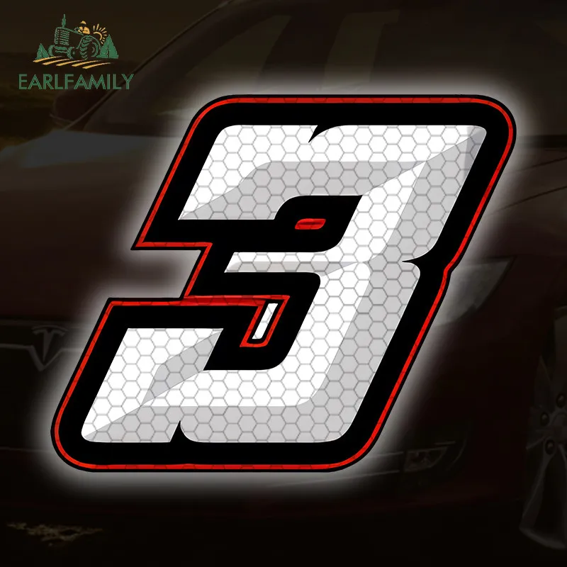 EARLFAMILY Adesivos Refletivos de Número de Corrida para Carro, Moto, Skate, Para-brisa, Capacete, VAN, JDM – Decalque Anti-riscos para Estilização Au