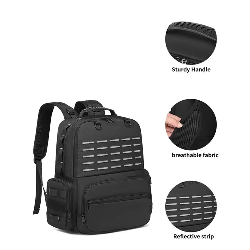 TKOH-gereedschapstas rugzak voor heren met 3 gereedschapstassen, gereedschapsopbergtas met gewatteerde schouder- en taillesteun