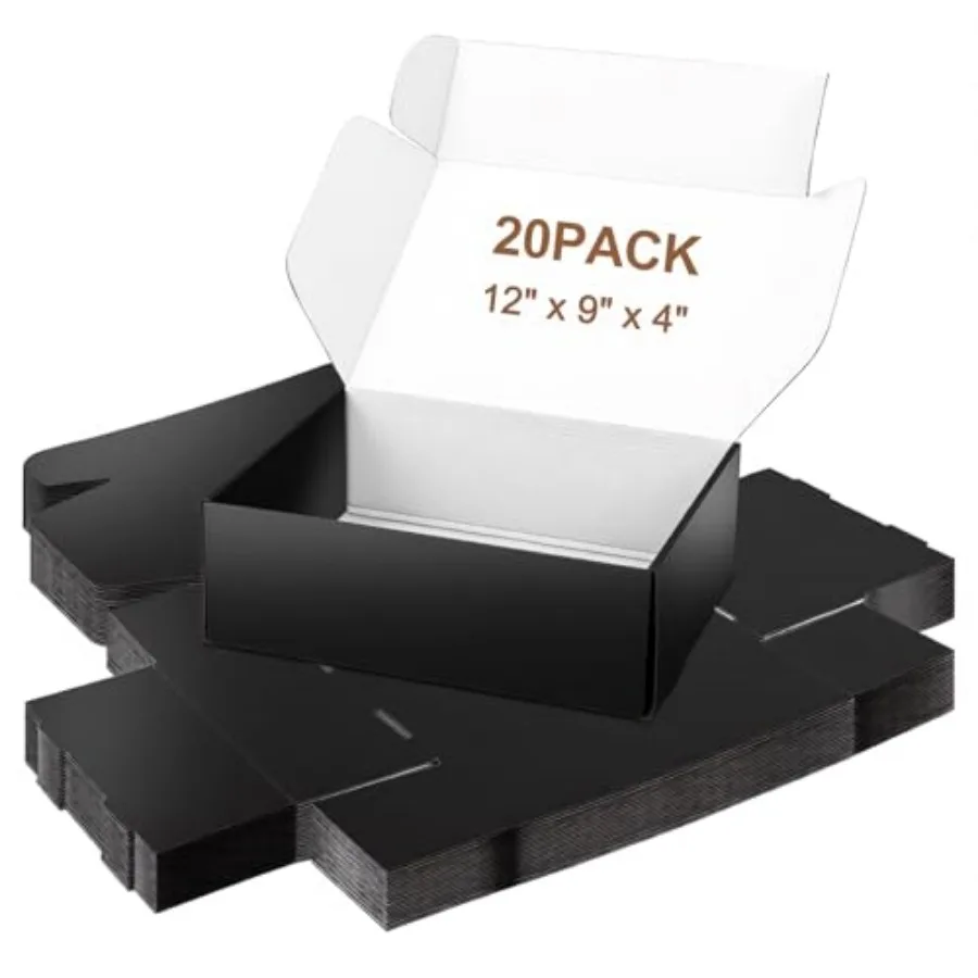 20 Pack Shipping Boxes 12x9x4 Inch, Large Corrugated Cardboard Boxes, Mailer Box for Small Business, Gift Packing, Mailing