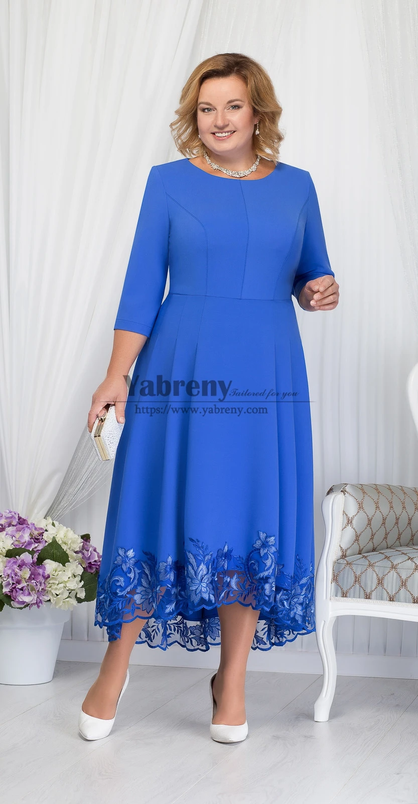 

Plus Size A-Line Mother of the Bride Dress Hi-Lo women's Dress for wedding Guest