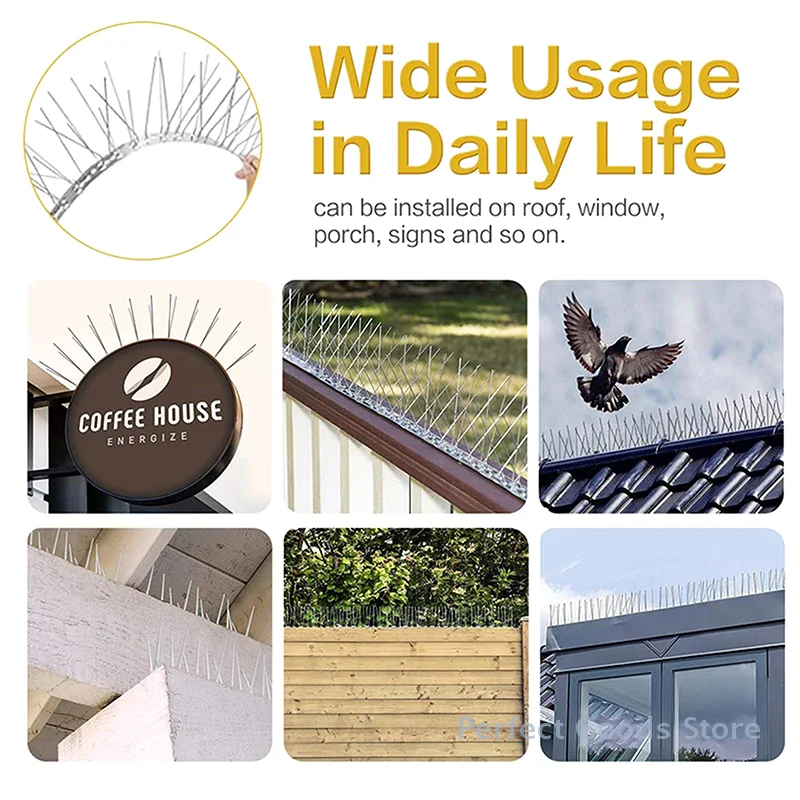 

Stainless Steel Pigeon Spikes Bird Repeller Deterrent Traps Anti-bird Repellent Pest Control Garden Balcony Thorn Nail Kit