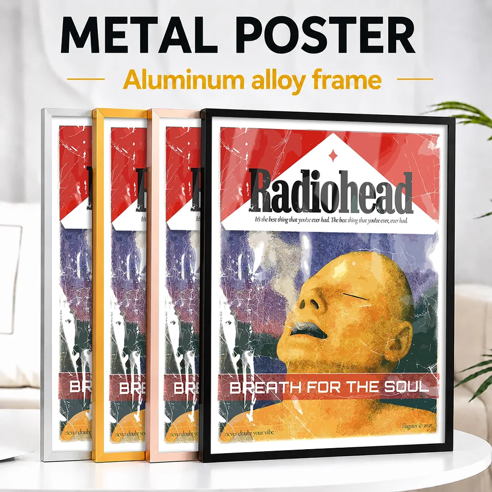 Radiohead Breath For The Soul Metal Poster With Aluminum Alloy Frame Personalized Photo Retro Record Style Wall Art For Studio