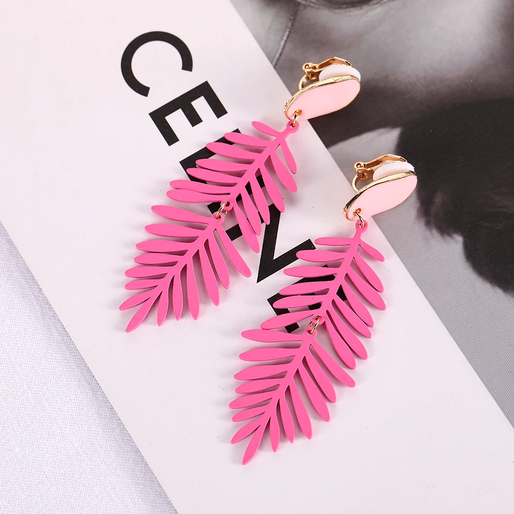 2023 Summer New Leaf Ear Clips Without Pierced Earrings for Women Girl Wedding Engagement Party Jewelry