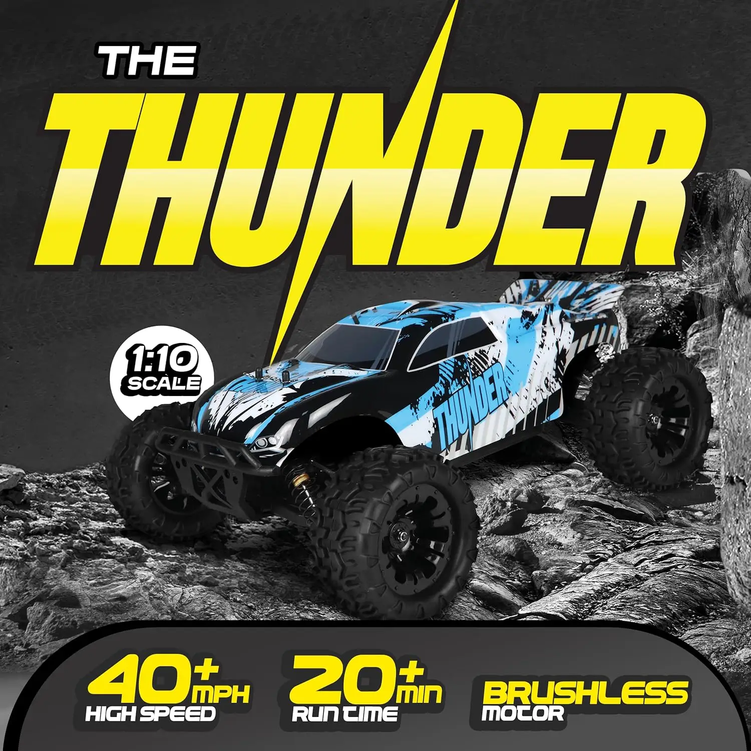 Remote Control Car, Hobby Grade RC Car 1:10 Scale Brushless Motor with Two Batteries, 4x4 Off-Road Waterproof RC Truck, Fast RC