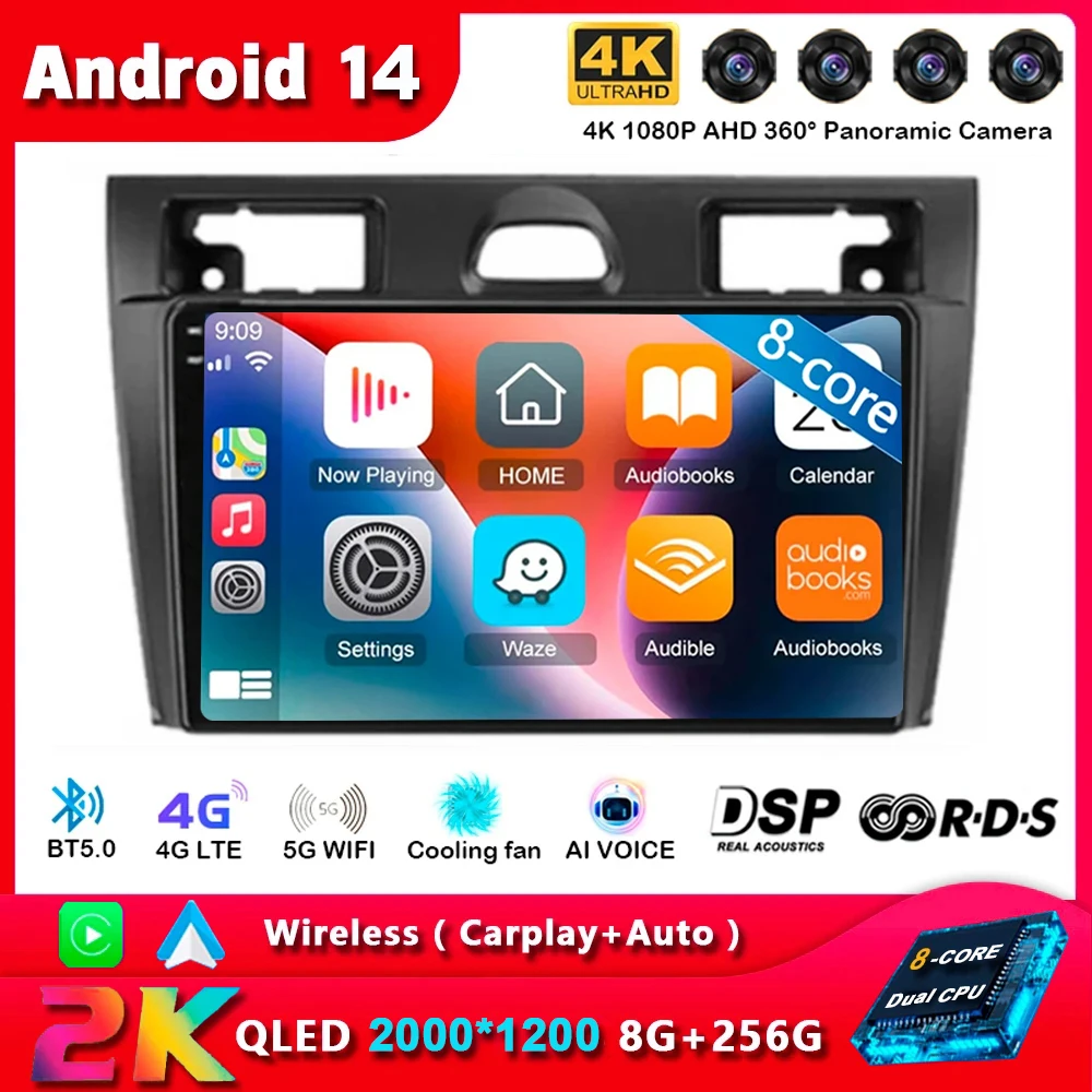 

Android 14 Carplay Auto Car Radio For Ford Fiesta Mk VI 5 Mk5 2002-2008 Multimedia GPS Navigation Video Player Stereo 2 Din DVD