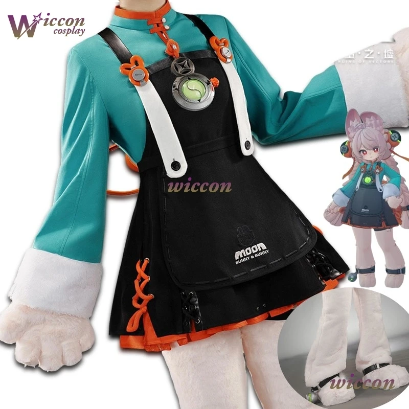 Comic/ Zenless Zone Zero ZHAO Cosplay Thiren Conejo Disfraz Peluca Conejito Niñas Lindo Halloween Mujeres ZZZ Trajes Чжа® 자Orejas de Pata Sh