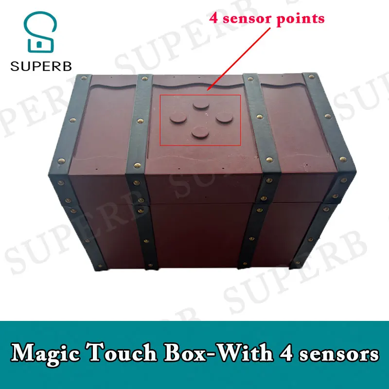 Escape Room Touch Box with 4 Magnet Sensors Prop 2023 New Prop 4 Magnet Sensors Sequence Magic Box Prop Magic Wand to unlock