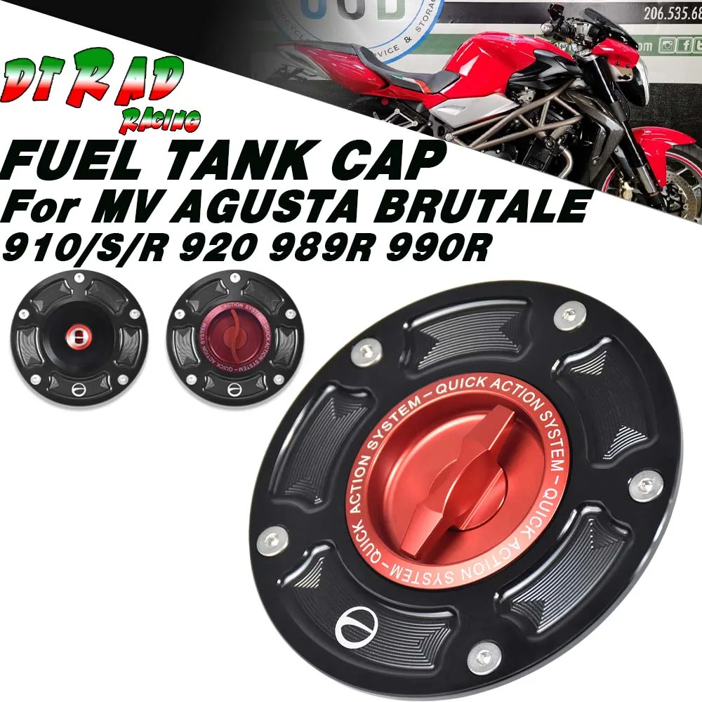 For MV AGUSTA BRUTALE 910/S/R 920 989R 990R CNC Quick Turn Locking Fuel Tank Cap Motorcycle With Key Gas oline Plug Airbox Cover