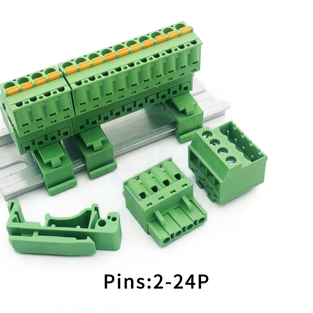 (1 Set) KF 2EDG UVK - 5.08mm Solderless Rail Plug-in Butt Socket 2EDGKD with Spring Plug Terminal Block 2~24P 15EDG UVK 5.08