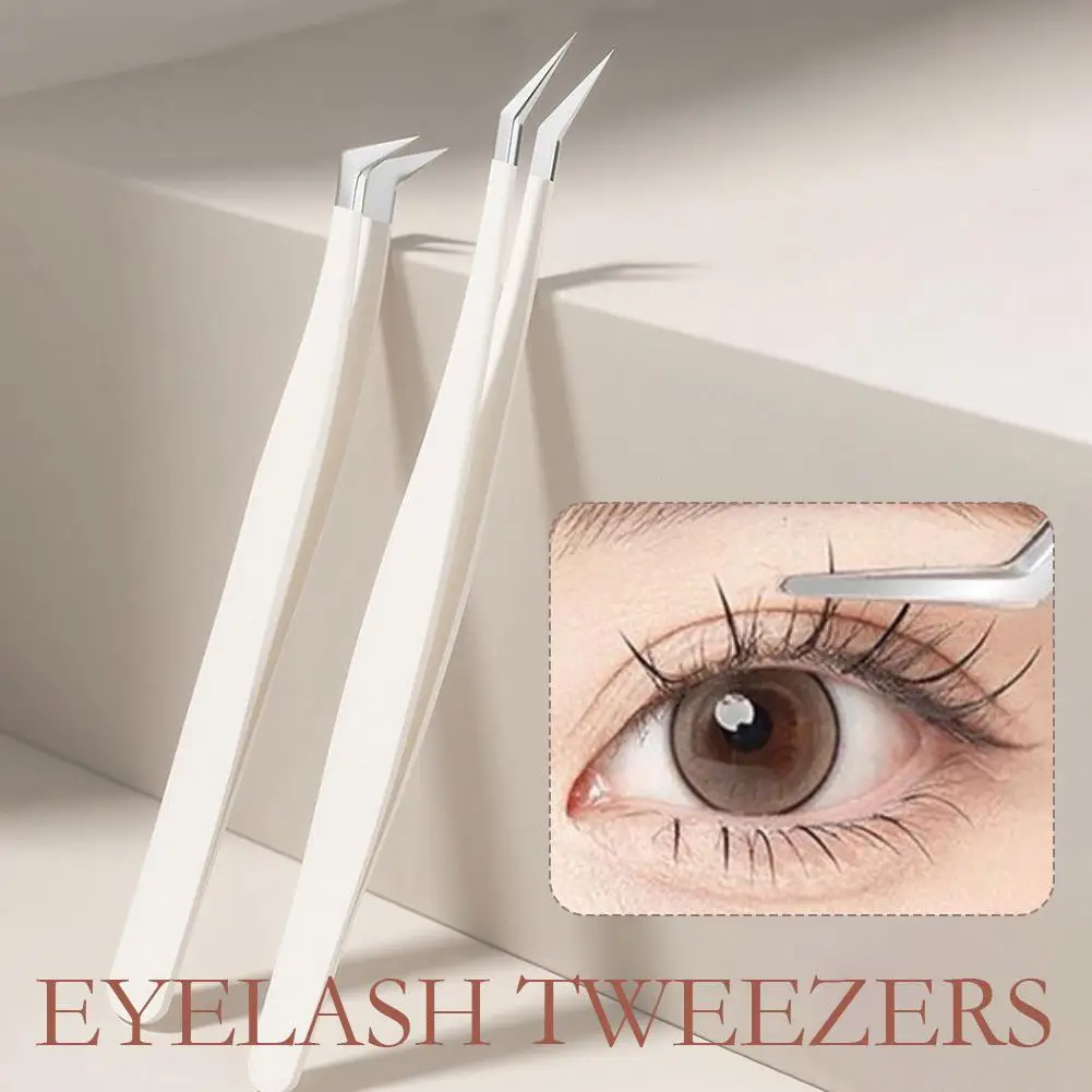 False Eyelash Tweezers For Fake Eyelashes Extensions Individual Curved Strip Lashes Clip Tongs Nail Art Makeup Tool K8J5