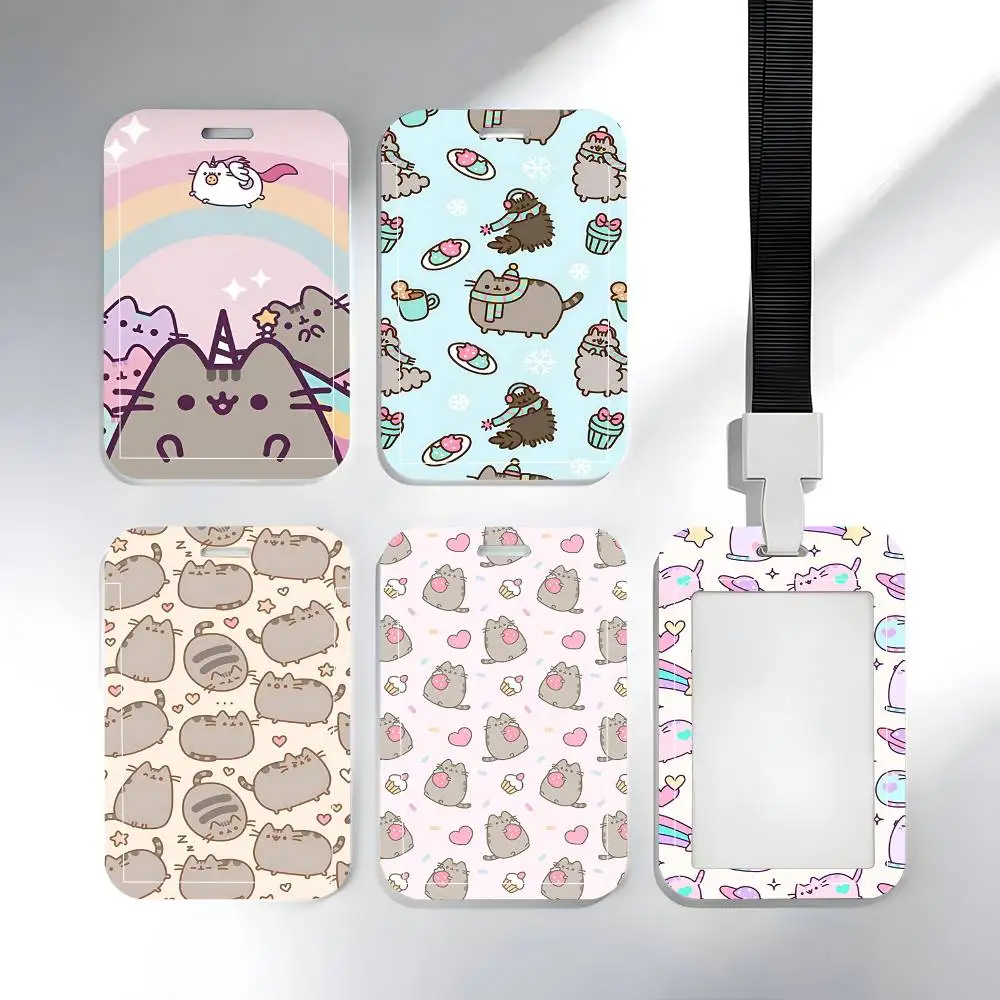 Cartoon P-Pusheen Cat Lanyard Card Holders Student ID Card Holders Neckband Card Holders Access Control Accessories Gifts