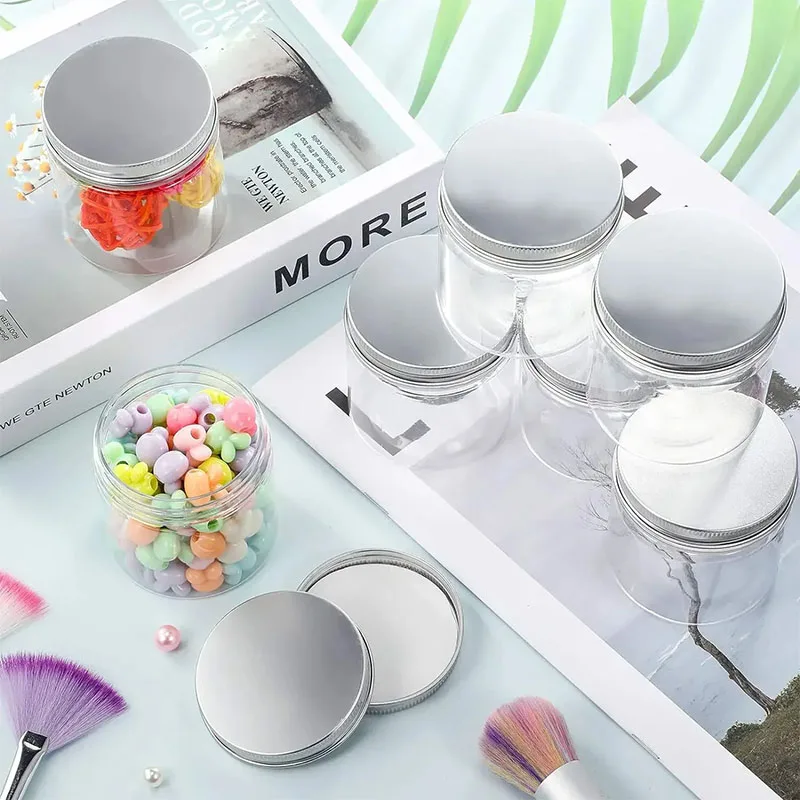 

20/30/50PCS Empty Plastic Transparent Cream Wide Mouth Jars With Aluminum Lid Bottles Portable Travel Cosmetic Storage Container