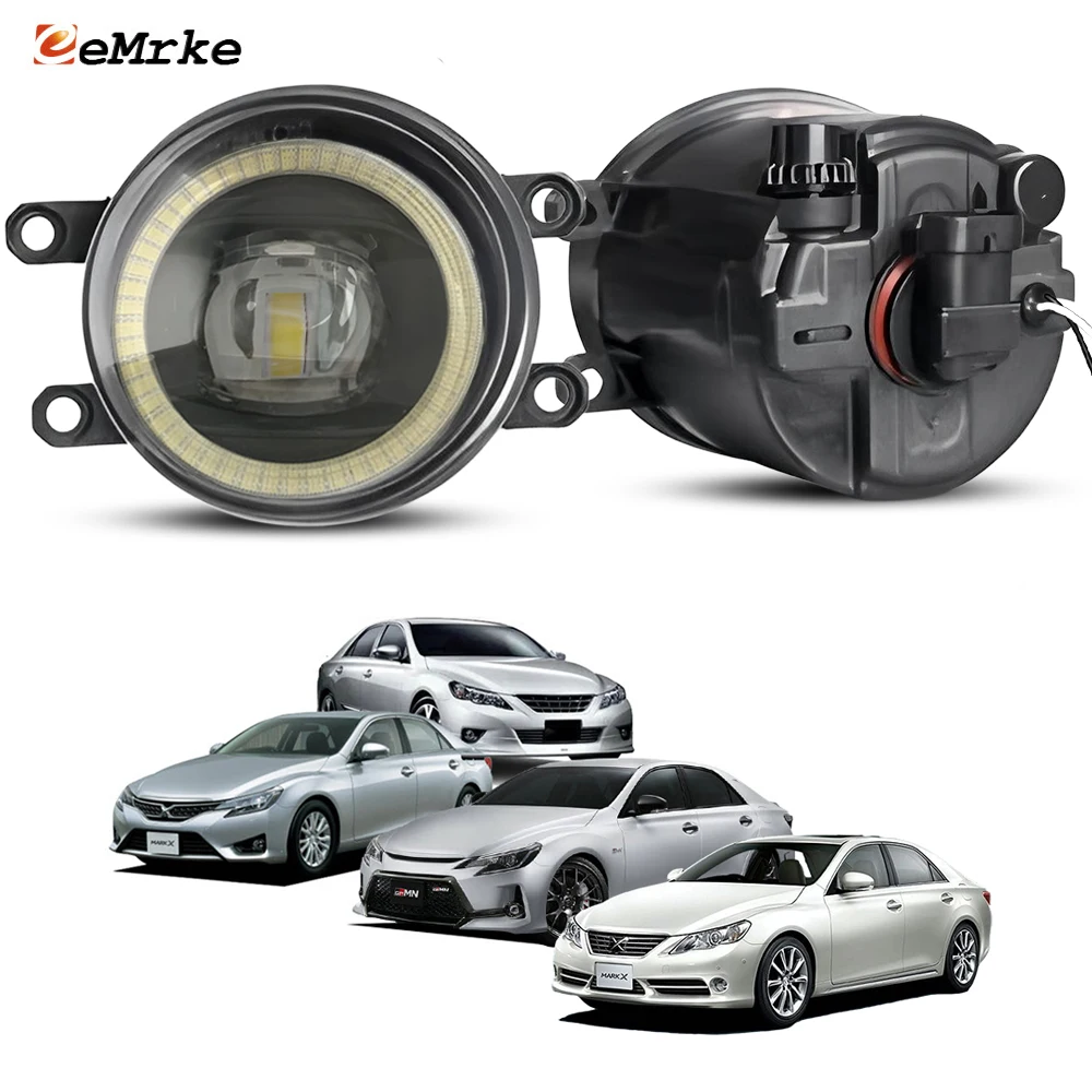 2-PCs For Toyota Mark X X13 2010 2011 2012 2013 2014 2015 2016 LED Fog Lights Or Halogen Bulbs Upgrade LED DRL Halo Day Light