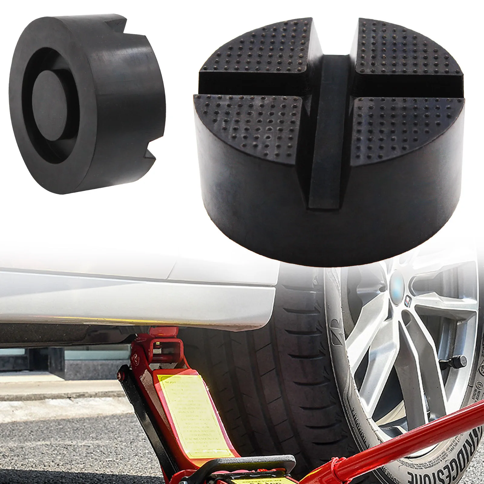 

Universal Car Rubber Cross Slotted Jack Pad Adapter Guard Floor Disk Frame Rail Protector For Pinch Weld Side Chassis Trolley