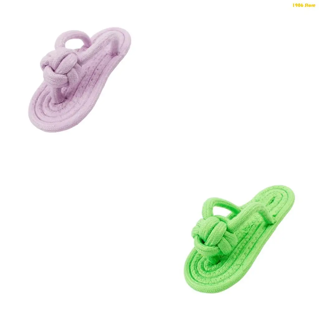 U1JB Handmade Braided Dog Toy Slippers for Puppies Chewing Durable Rope Playtimes Fun