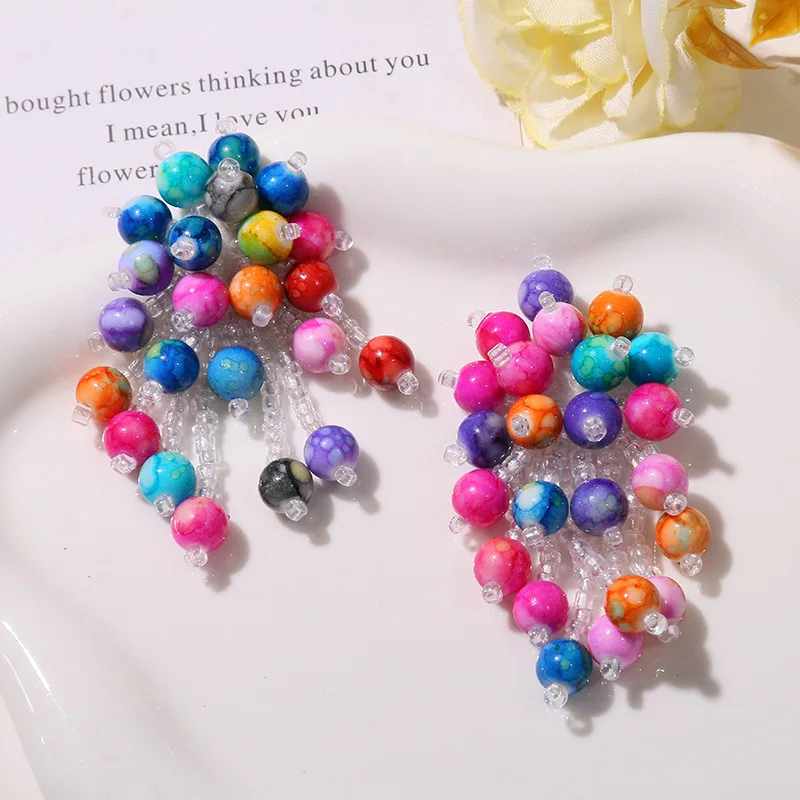 Shoe Charm 1 Piece Colorful Seed Bead Tassel Flower Boho Handwoven Lightweight Versatile Clip for Clear Crystal Clogs