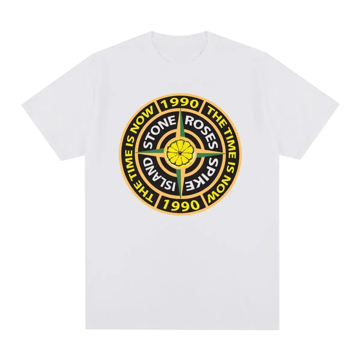 2024 Tee WomensTopsThe Stone Roses Vintage Wanna Be Adored Lemon 1989 Tour Cotton Short Sleeve Cotton heavyweight Informal Round